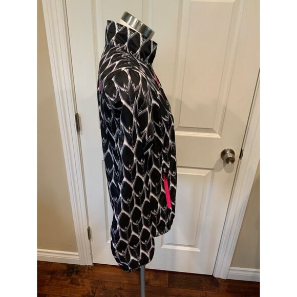 The North Face Black & White Wavy Print Zip-Up Windbreaker, Size Small - Picture 3 of 7